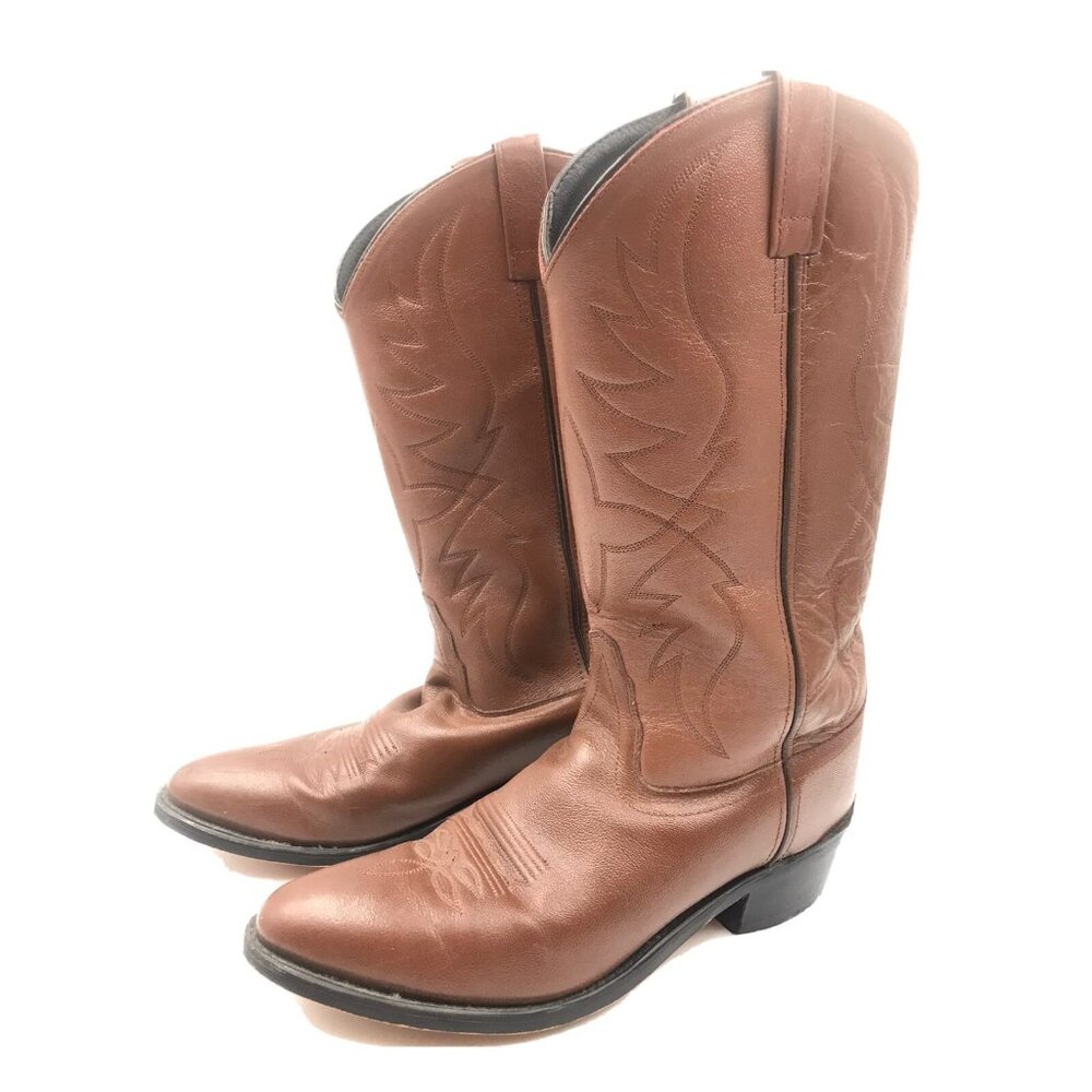 Old West SCM7017  Leather Cowboy Boots Mens Size 9D, Made In India, Brown